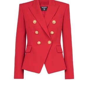 Balmain Red Blazer with Gold Buttons